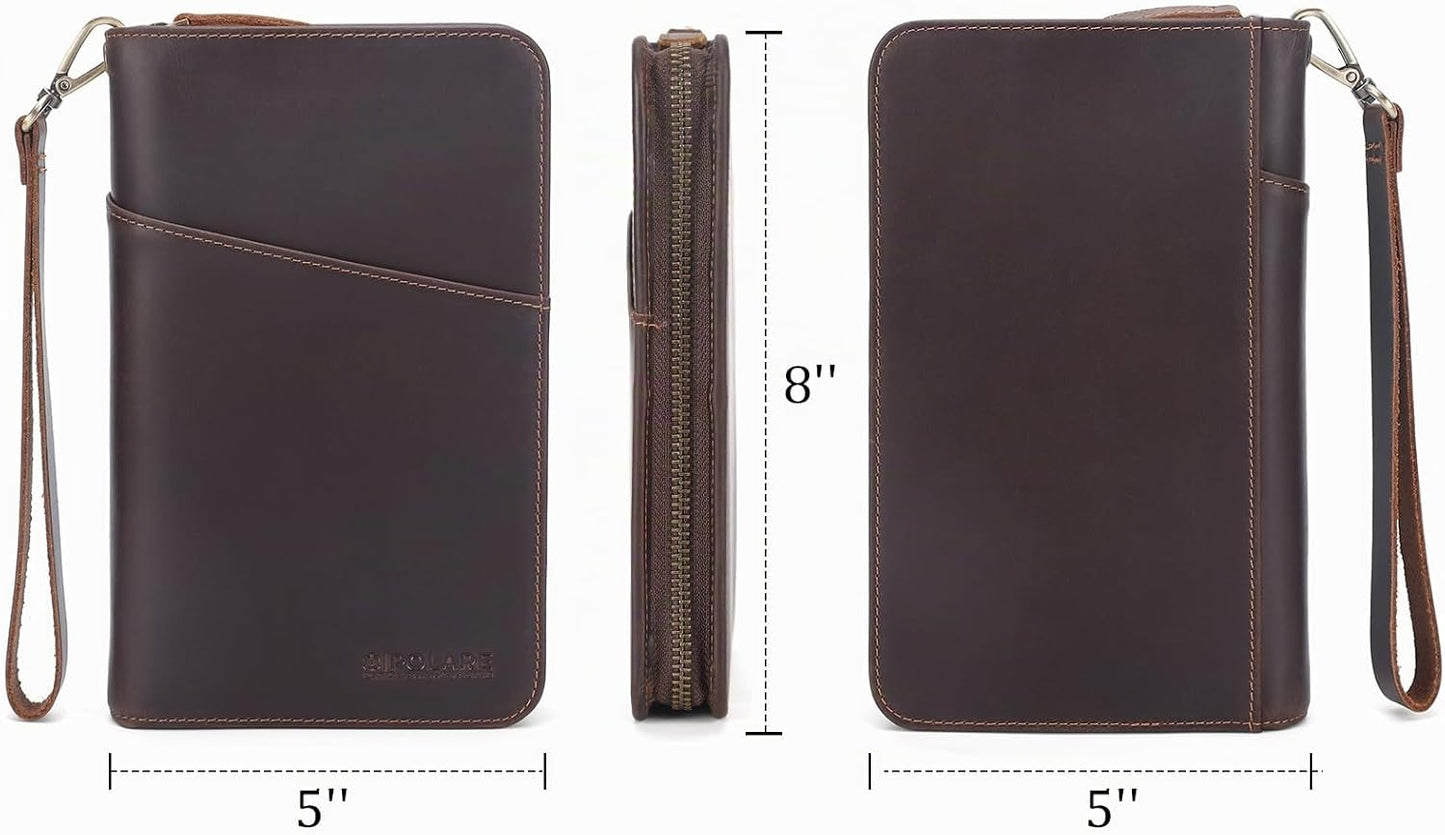 Polare - Funda para pasaporte de cuero de grano completo para hombr...