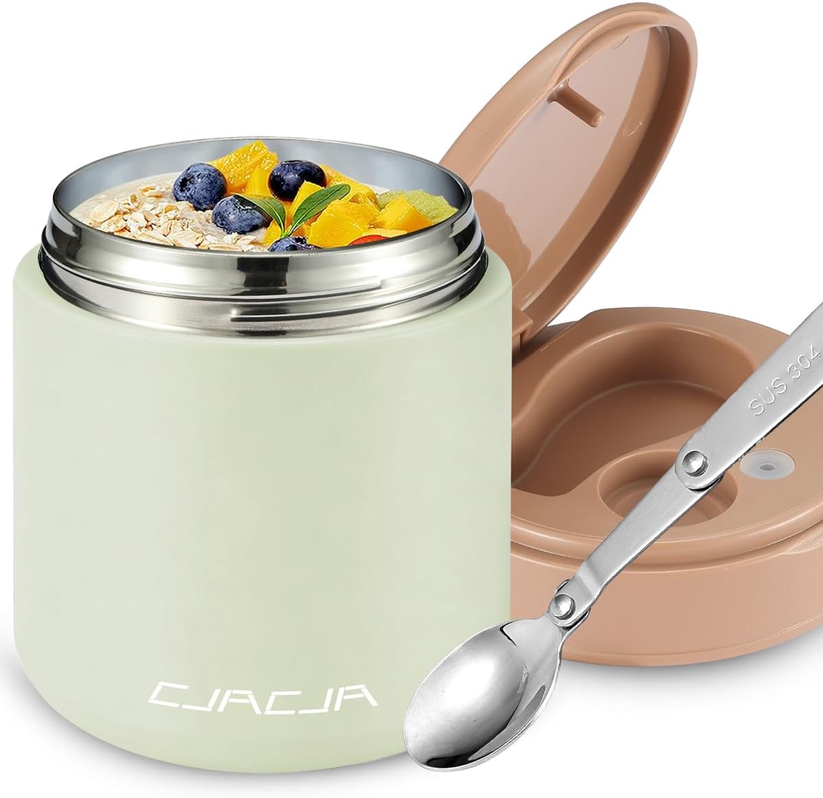 Termo para niños de comida caliente - 15.2oz con cuchara plegable y...