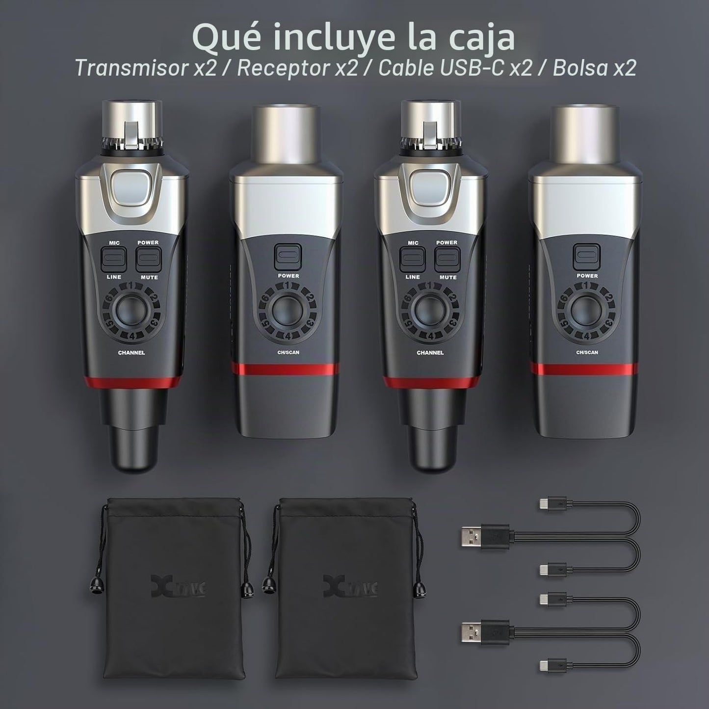 Sistema de micrófono inalámbrico Xvive U35D 5.8GHz (2 transmisores...