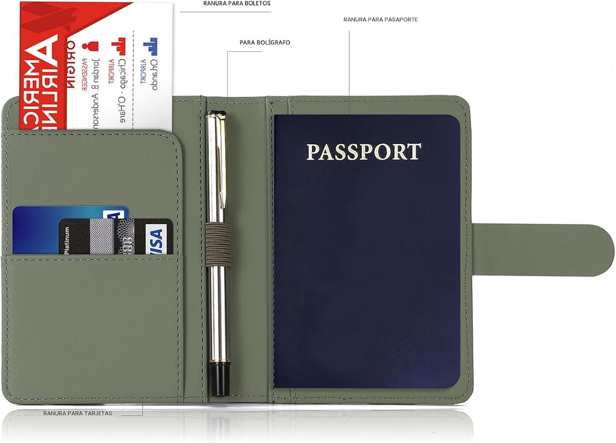 Melsbrinna Funda de cuero prémium para pasaporte, impermeable, con...