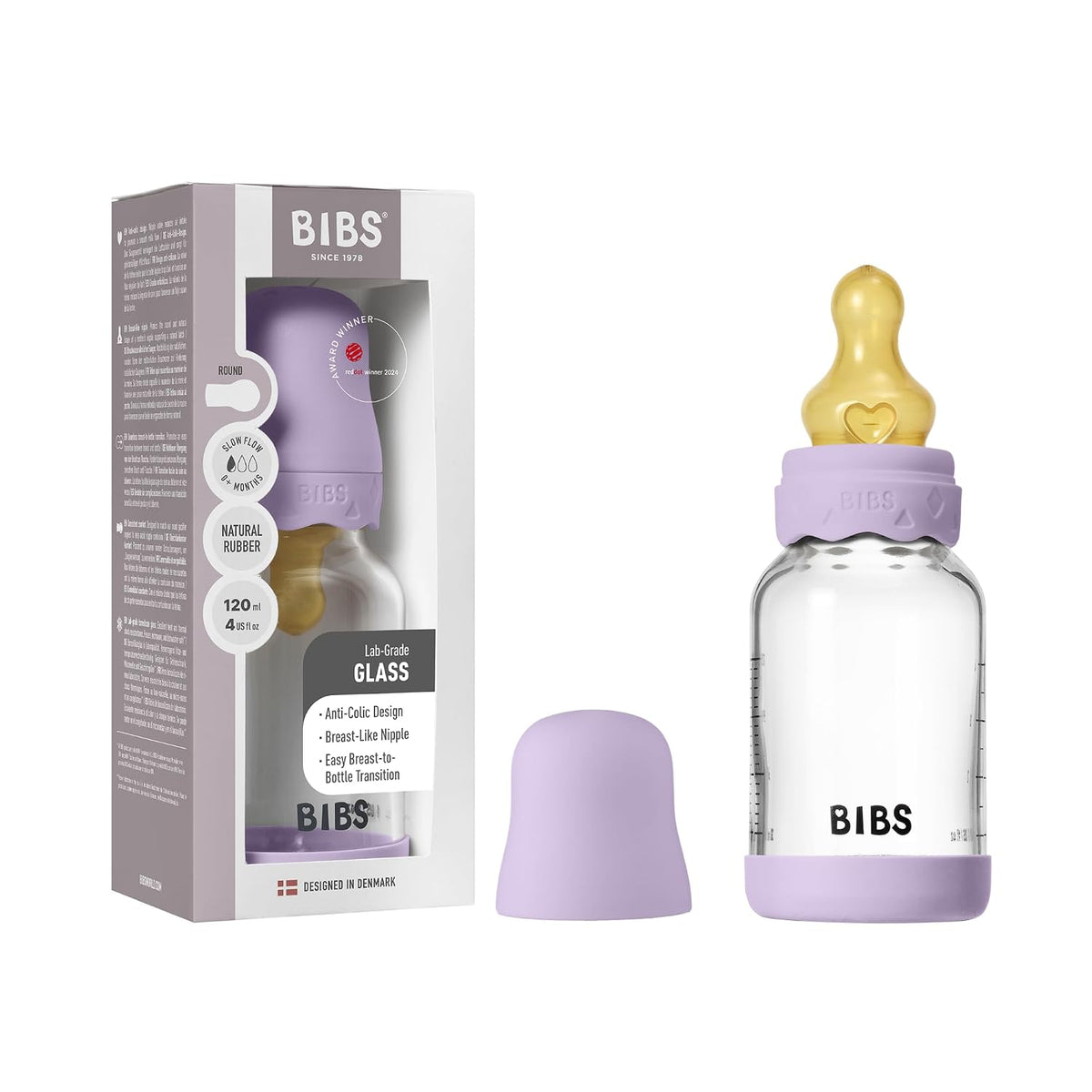 BIBS - Biberón de cristal bohemio, 4.06 onzas, paquete de 1, cielo...
