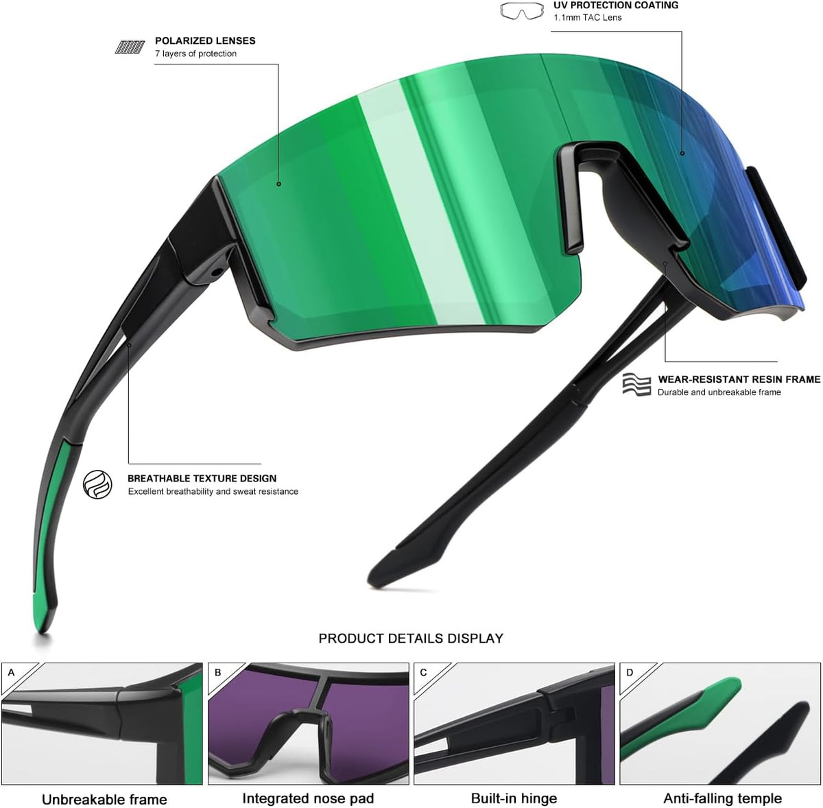 SEKKAF Gafas de sol polarizadas para hombres y mujeres, gafas de so...