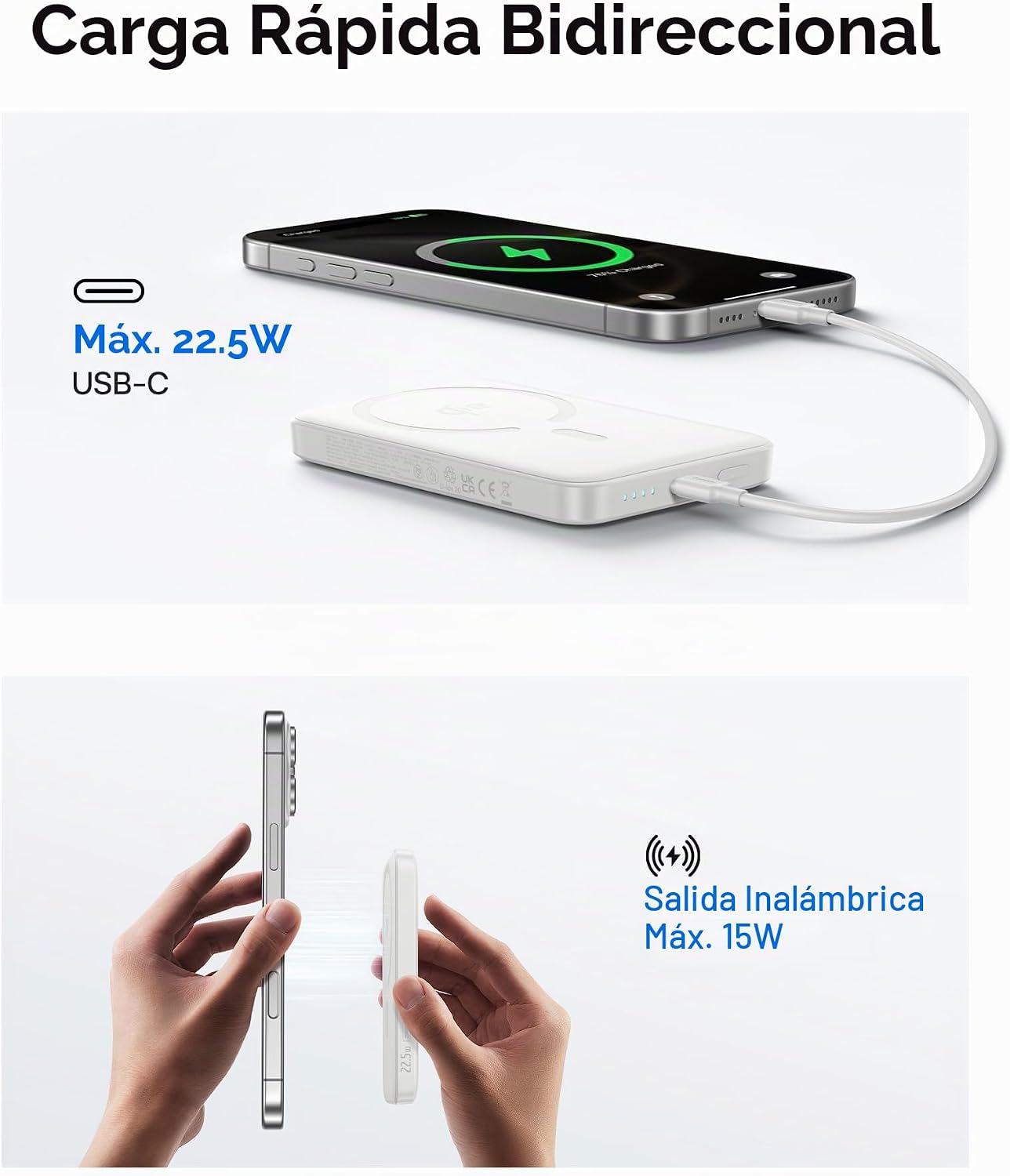 Baseus Cargador Portátil para MagSafe, Qi2 Certificado 15W Banco de...