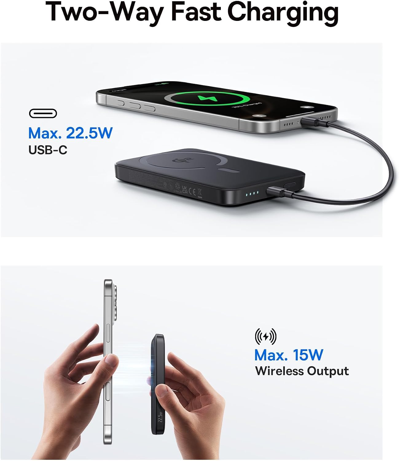Baseus Cargador Portátil para MagSafe, Certificado Qi2 15W Banco de...