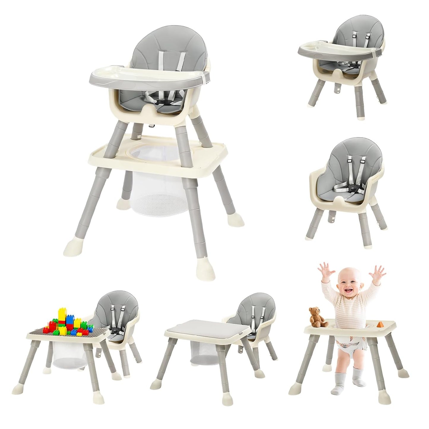 JOYMOR Silla alta convertible 5 en 1 para bebés y niños pequeños, j...