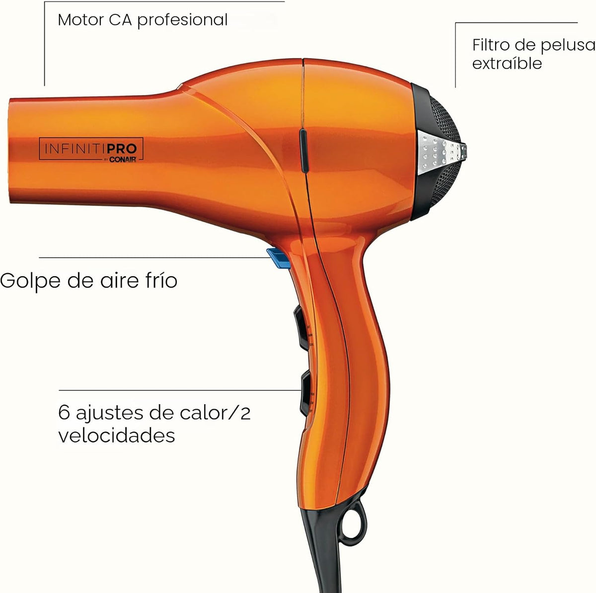 Conair Secador de pelo Infiniti PRO con difusor, concentrador y cep...