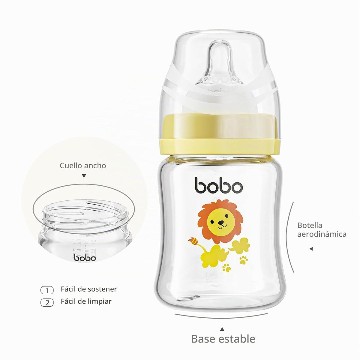 YOHKOH Biberones de vidrio para bebé con tetina de flujo lento, bib...