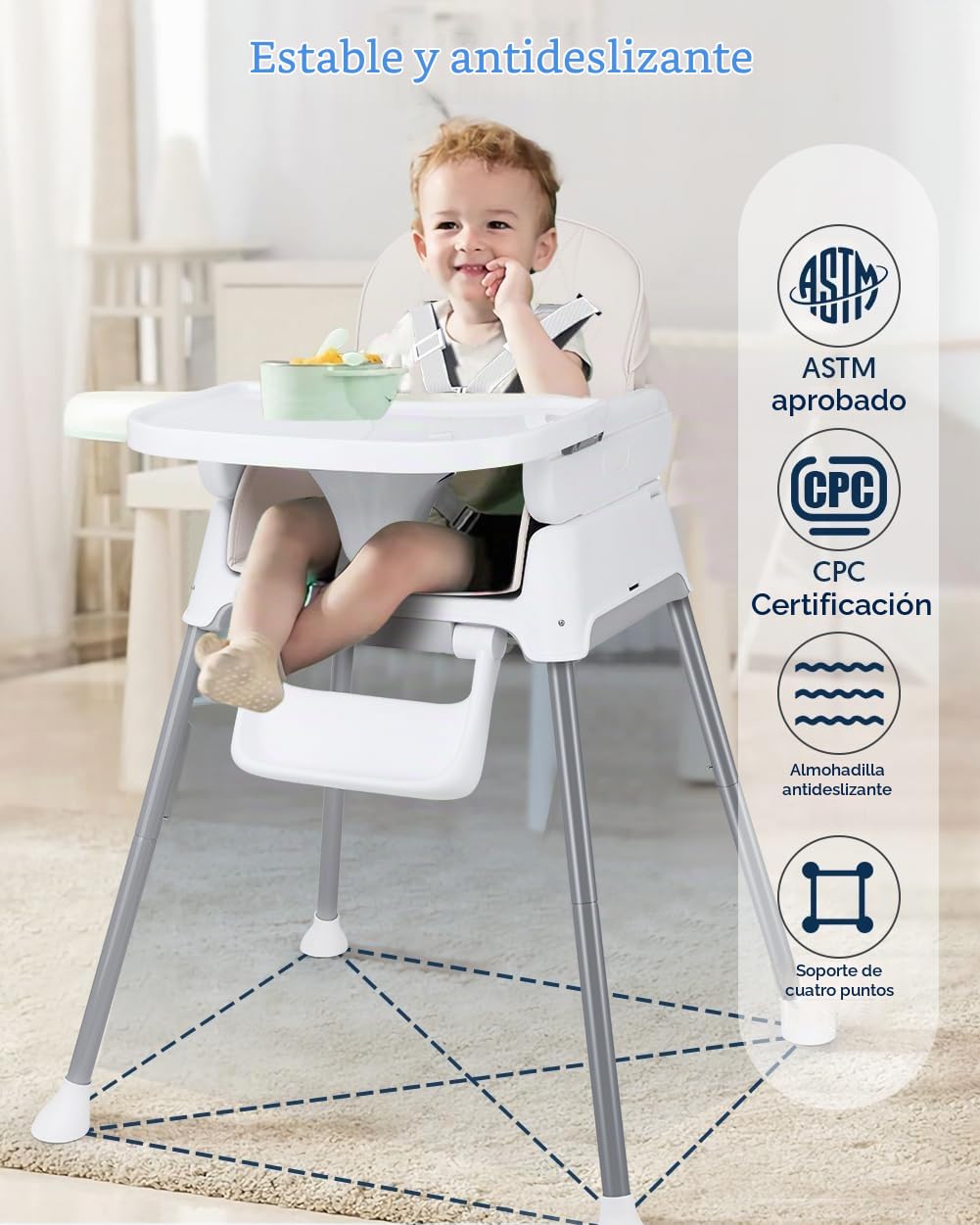 Silla alta para bebé 3 en 1, Sillas ajustables convertibles Bellaba...
