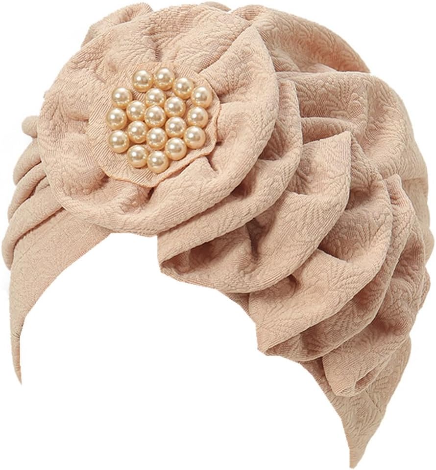 YYAOJHAO Gorros de flores turbantes para mujer, con cuentas elástic...