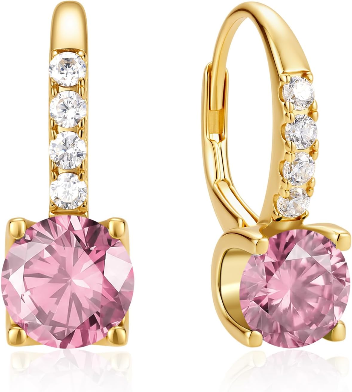 FANCIME Pendientes colgantes de plata de ley chapada en oro de 14 q...