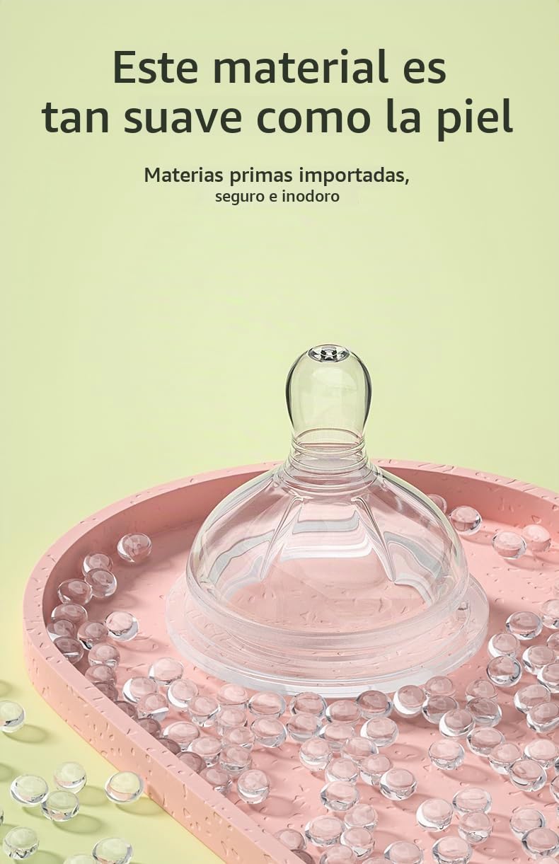 Biberones de Vidrio para Bebé, Biberón Anticólico de Lactancia Mate...
