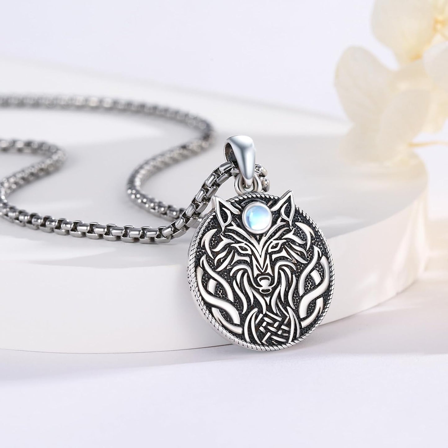 SOESON Collar Vintage para Hombre Plata de Ley 925 Animal Vikingo N...