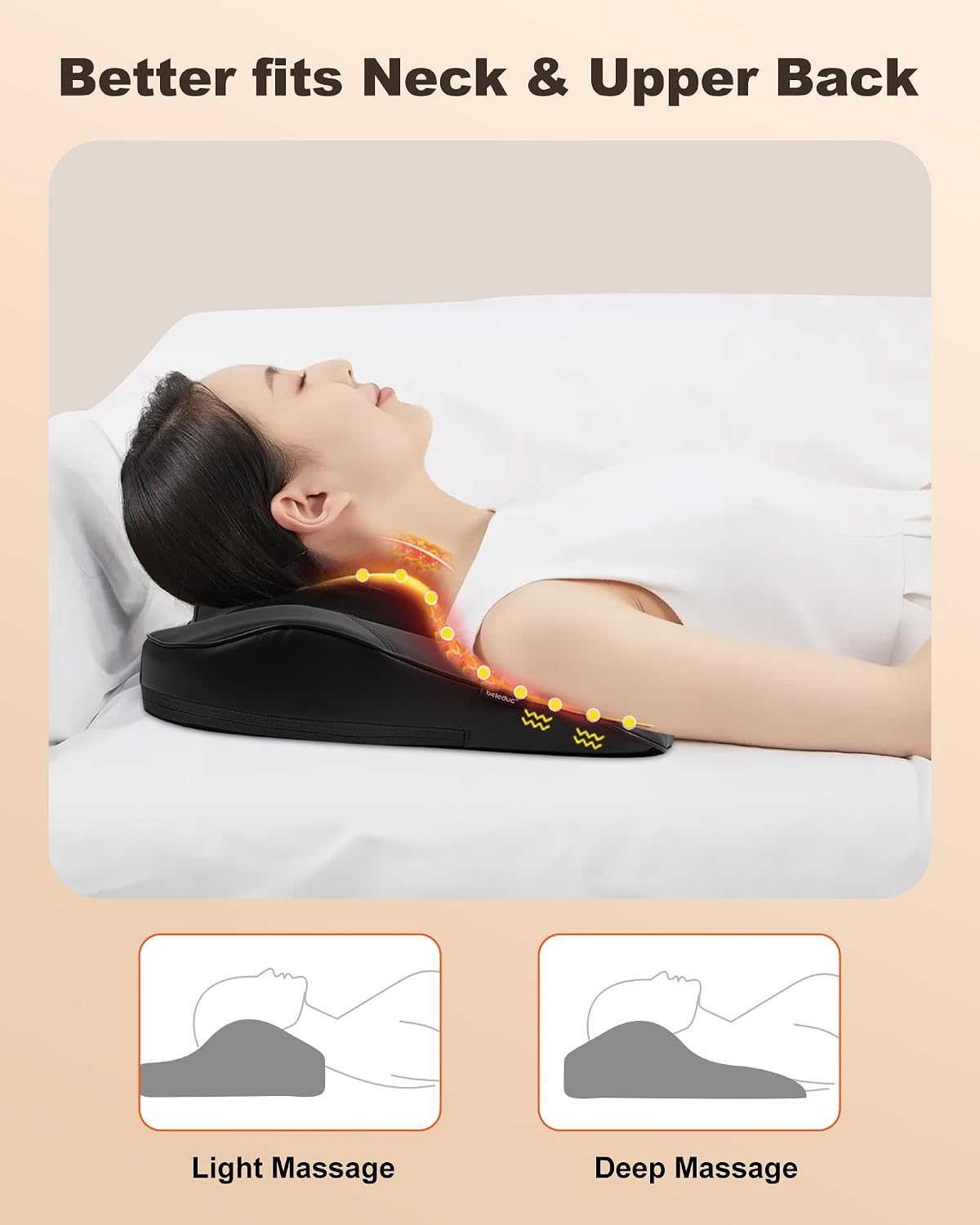 Beleduc Masajeador de espalda Shiatsu con calor, masajeador de espa...