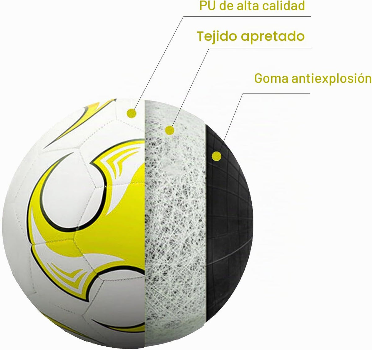 SPDTECH Balón de fútbol tamaño 3, 4, 5 con aguja de bomba, diseño a...