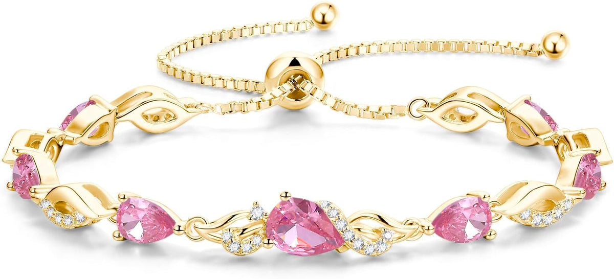 FANCIME Pulsera de tenis ajustable con piedra natal para mujer | Di...