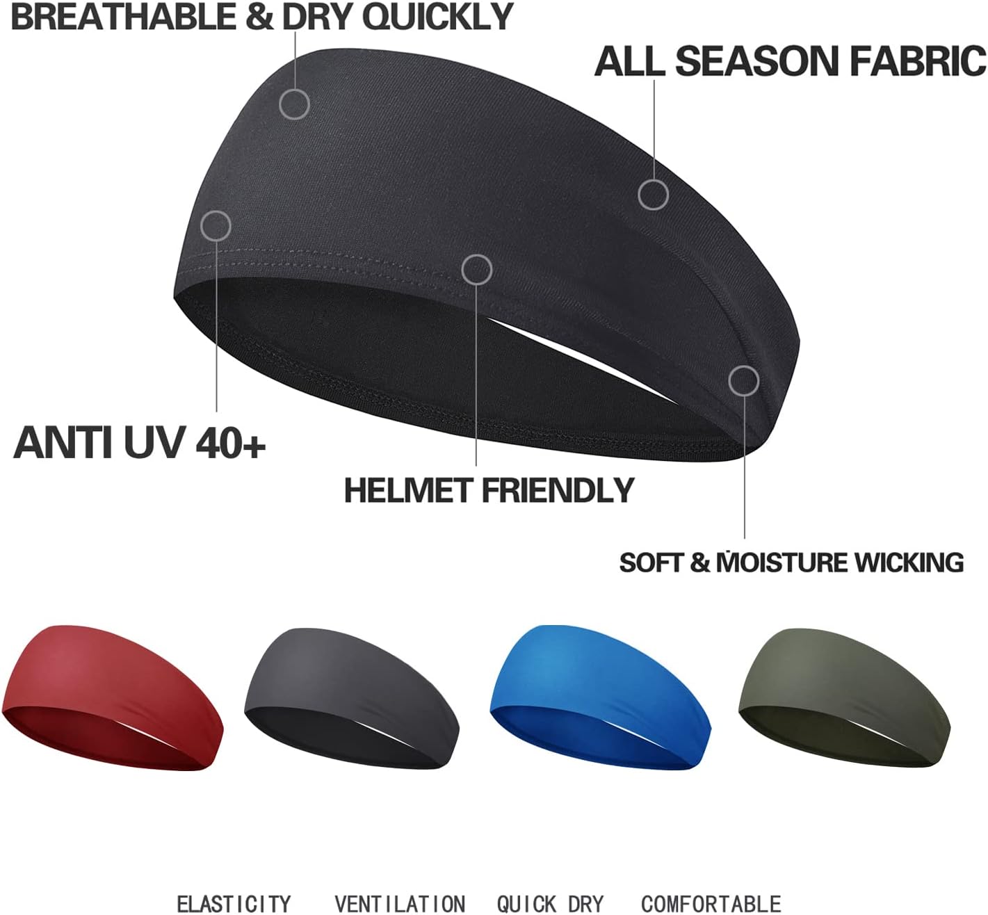 Acozycoo Diadema deportiva para hombre, 5 unidades, para correr, ci...