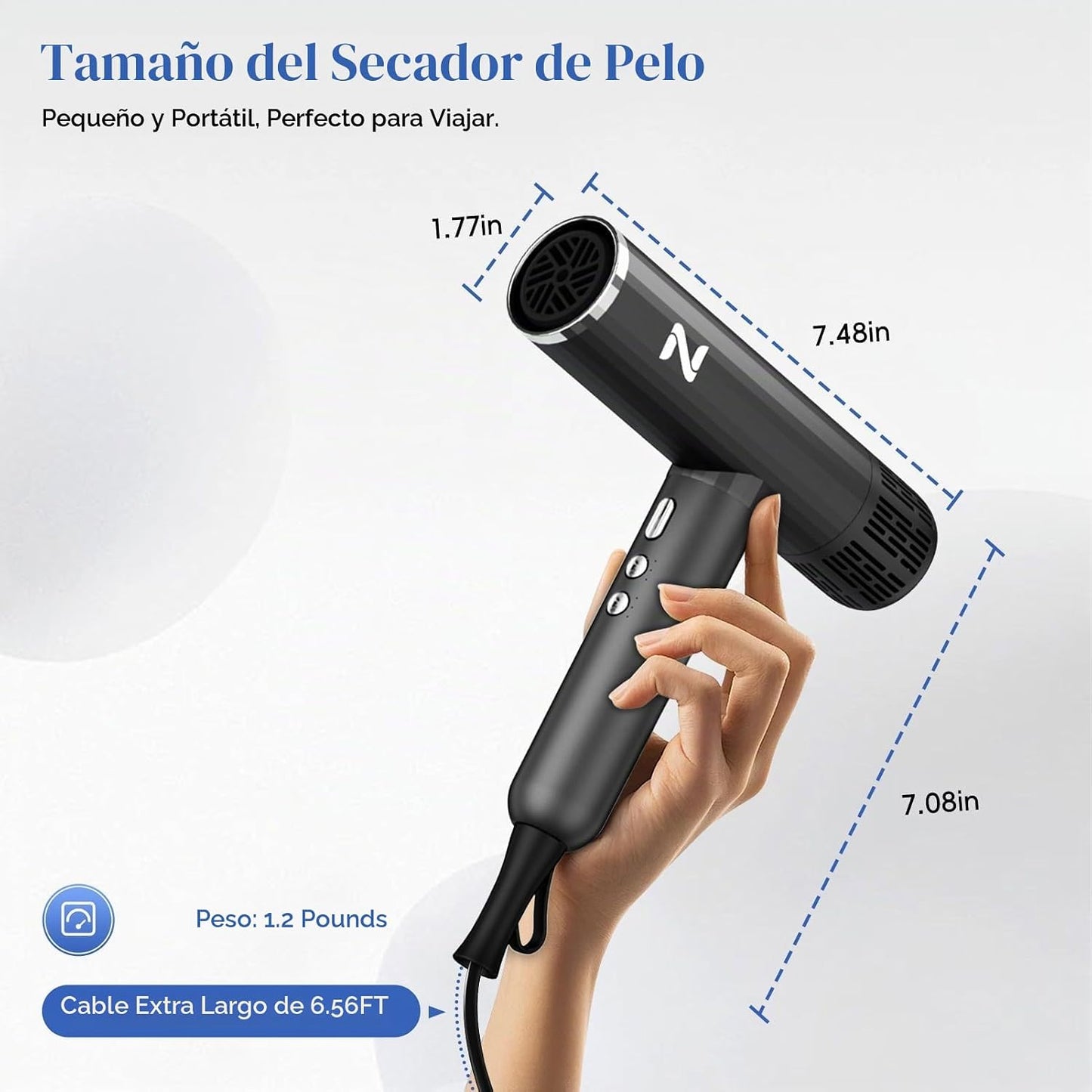 Natrial Ionic - Secador de pelo profesional con difusor para cabell...