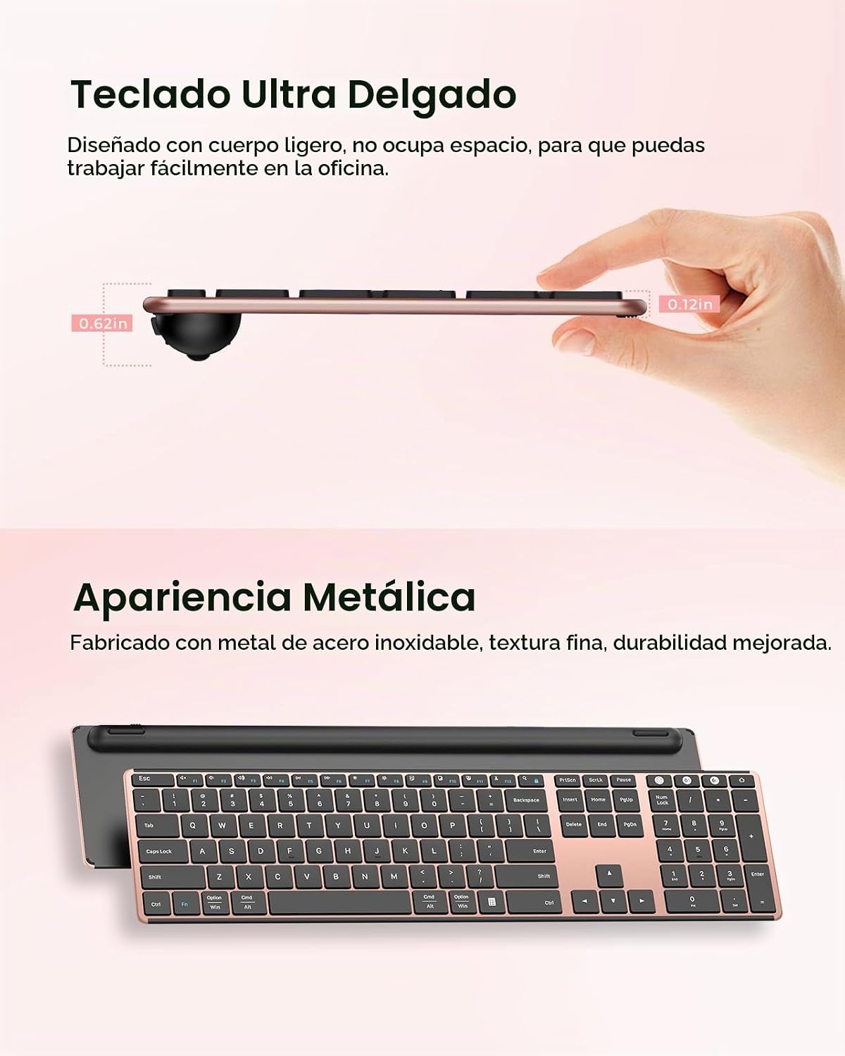 Seenda Combo de teclado y ratón Bluetooth inalámbrico, SKM64-3 reca...