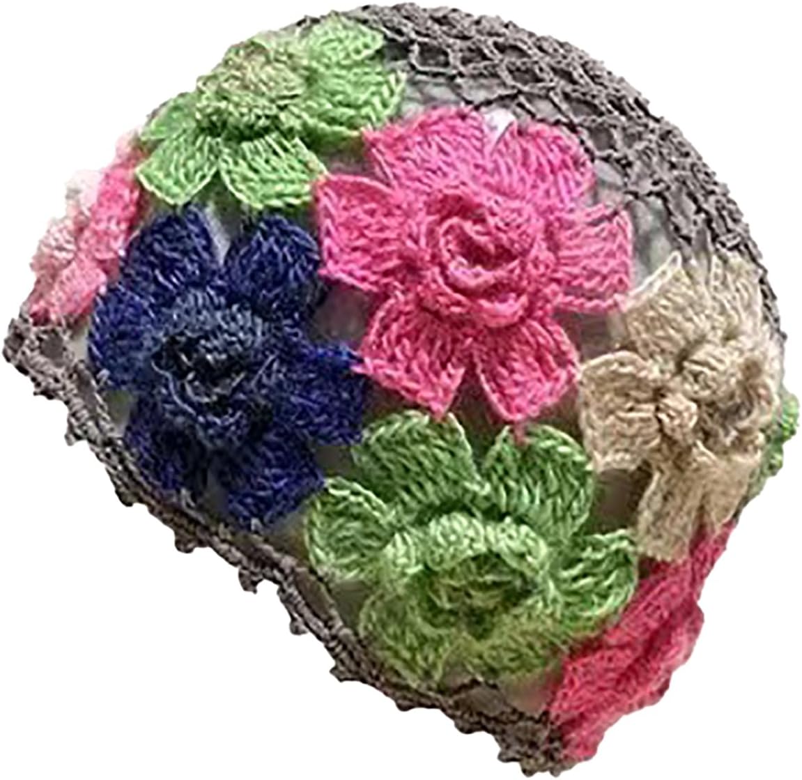 CORIRESHA Boho Chic Hecho a Mano Crochet Flor Beanie Ligero Hueco Y...