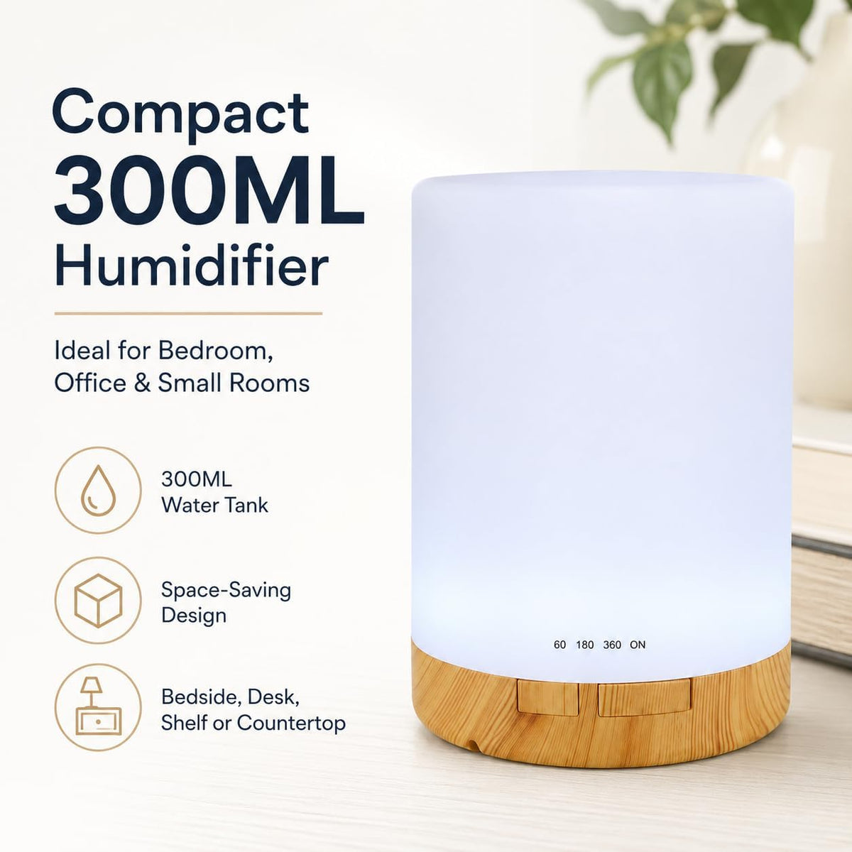 Humidificador Cilvenx de 300 ml con temporizador para dormitorio, v...