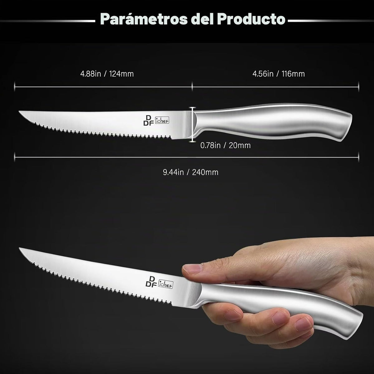 Juego de cuchillos para carne DDF iohEF, juego de 6 cuchillos para...
