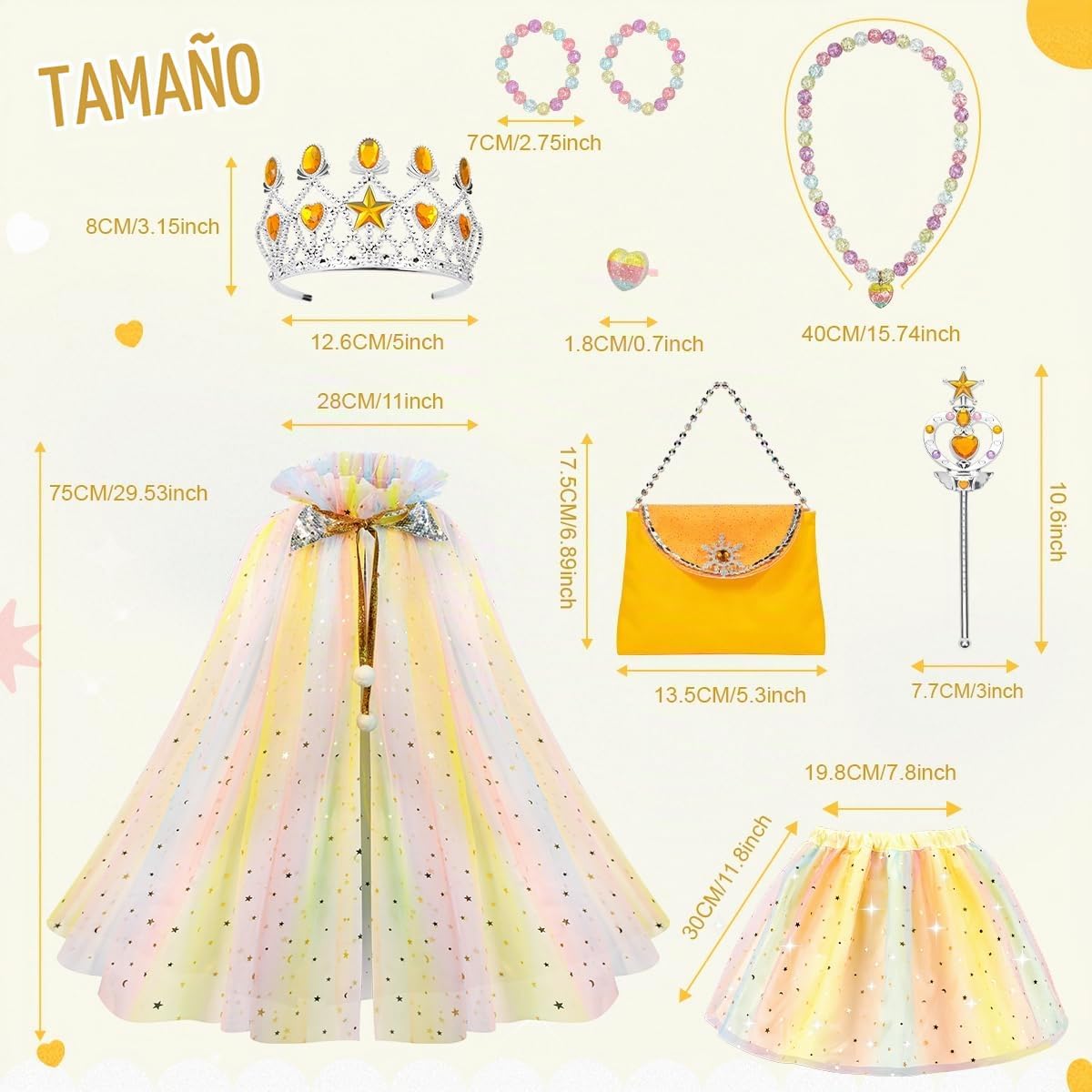 Meland Ropa de princesa para niña, 11 piezas de capa de princesa co...