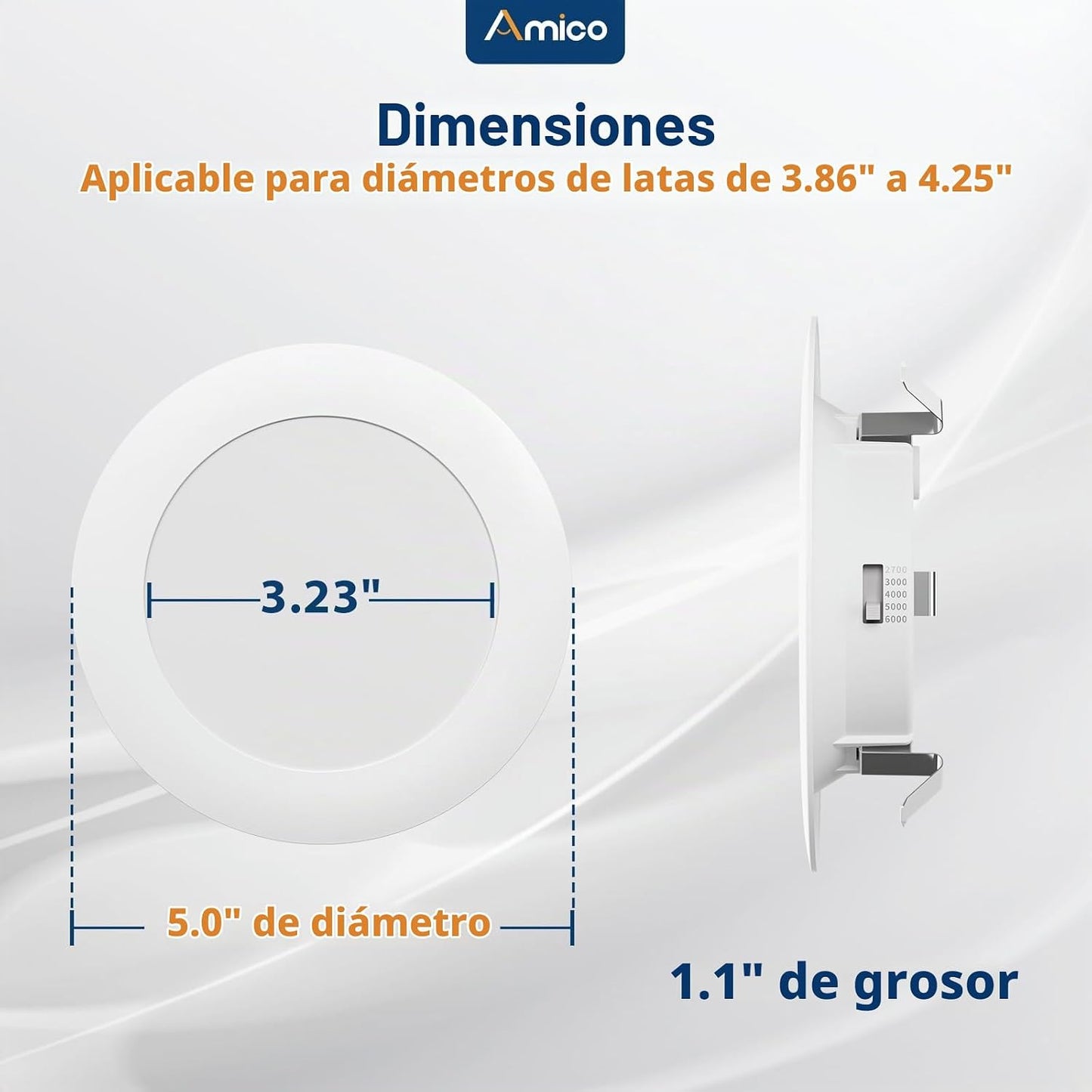 Amico Iluminación empotrada de 4 pulgadas, paquete de 12 luces LED...