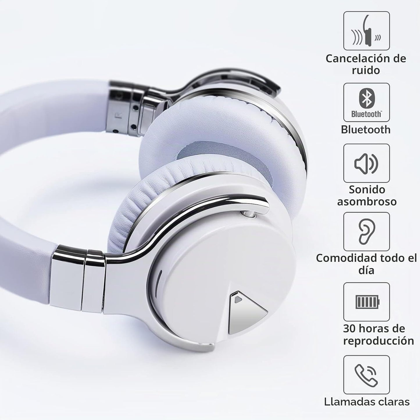 Silensys E7 Auriculares con cancelación activa de ruido Bluetooth c...