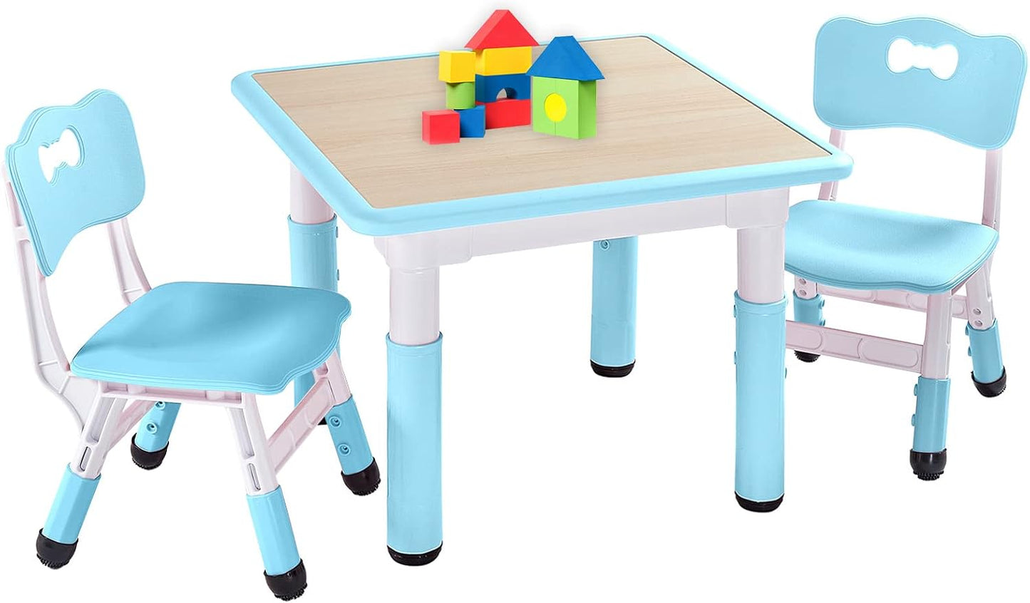 FUNLIO Juego de mesa y 2 sillas para niños, Juego de mesa y silla a...