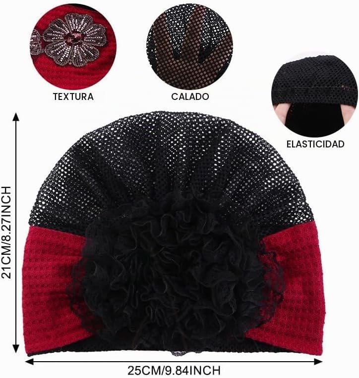 Pemilosci Paquete de 2 gorros de encaje para la cabeza, gorro de ma...