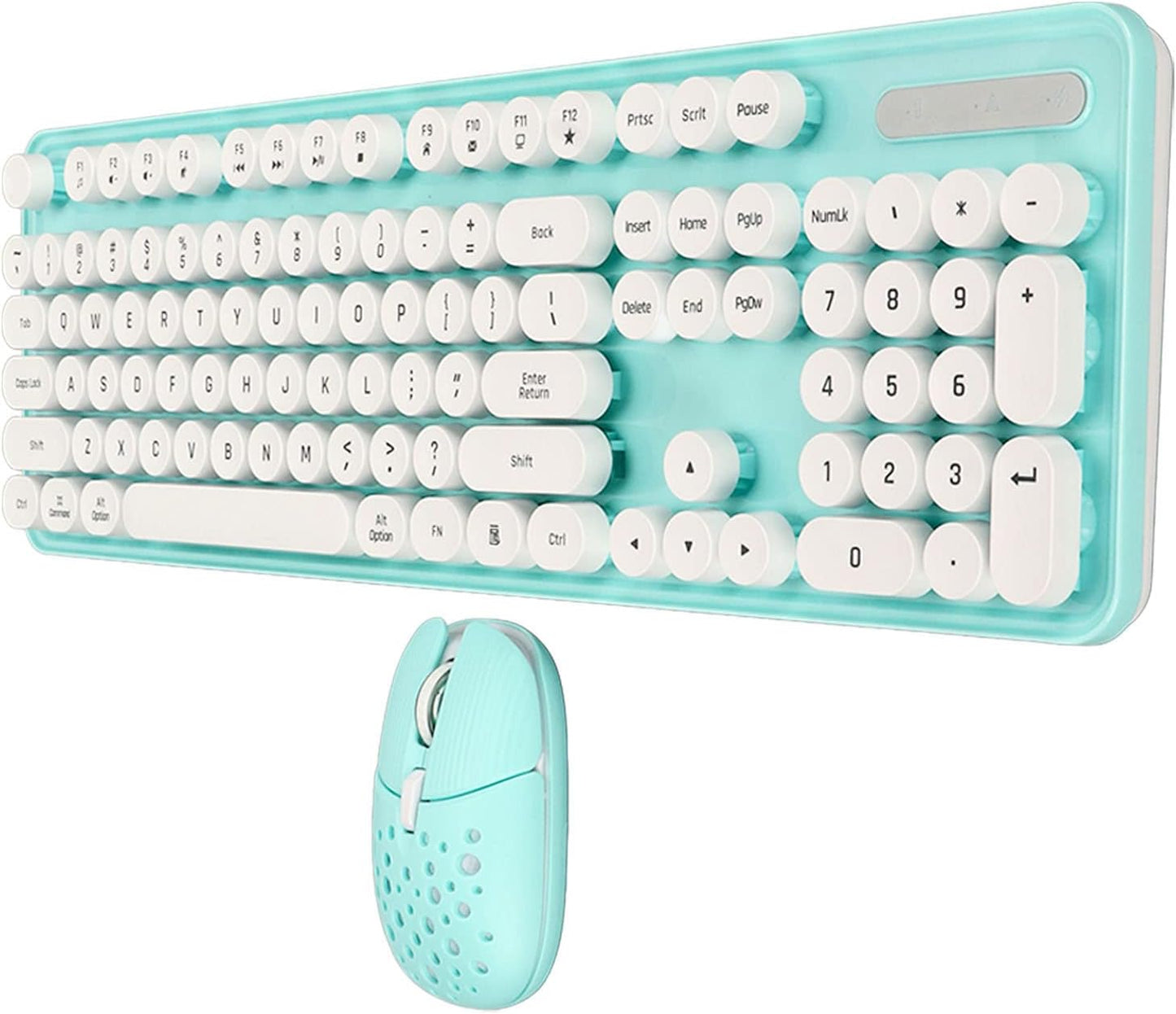 Combo de teclado y mouse inalámbricos, teclas redondas retro de 104...