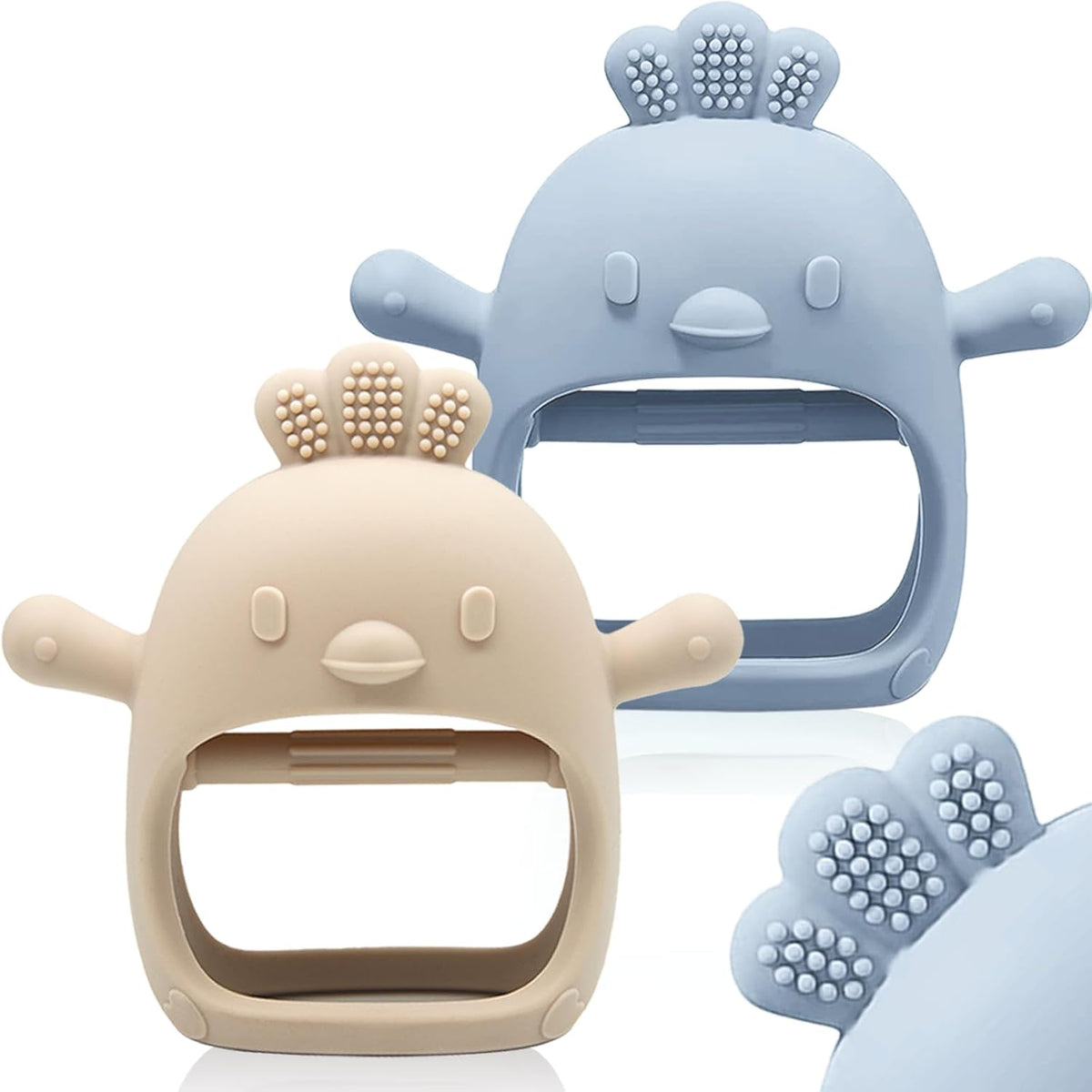 ChooKaChoo Paquete de 2 manoplas de dentición de silicona para bebé...