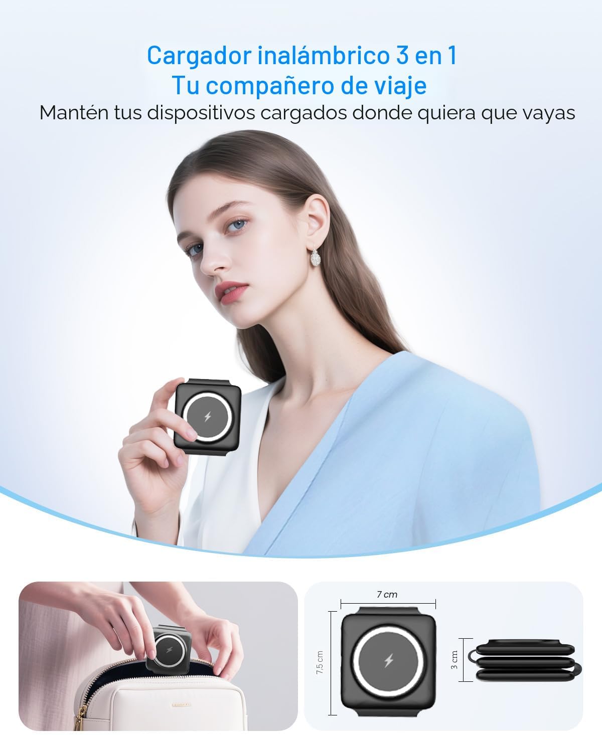 Cargador inalámbrico magnético para iPhone: Estación de carga plega...
