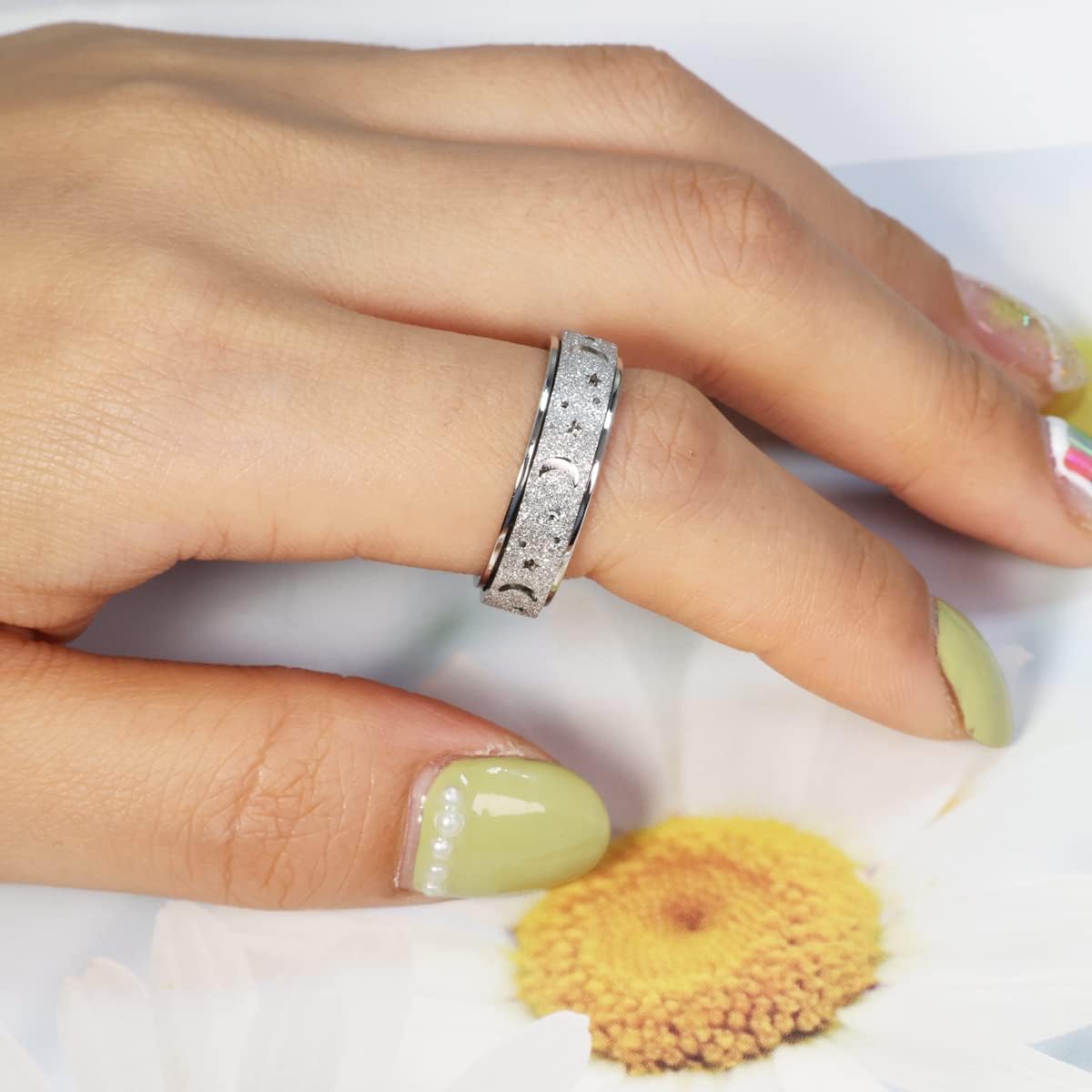 OreilleStar - Anillo de mujer para la ansiedad, juguetes giratorios...