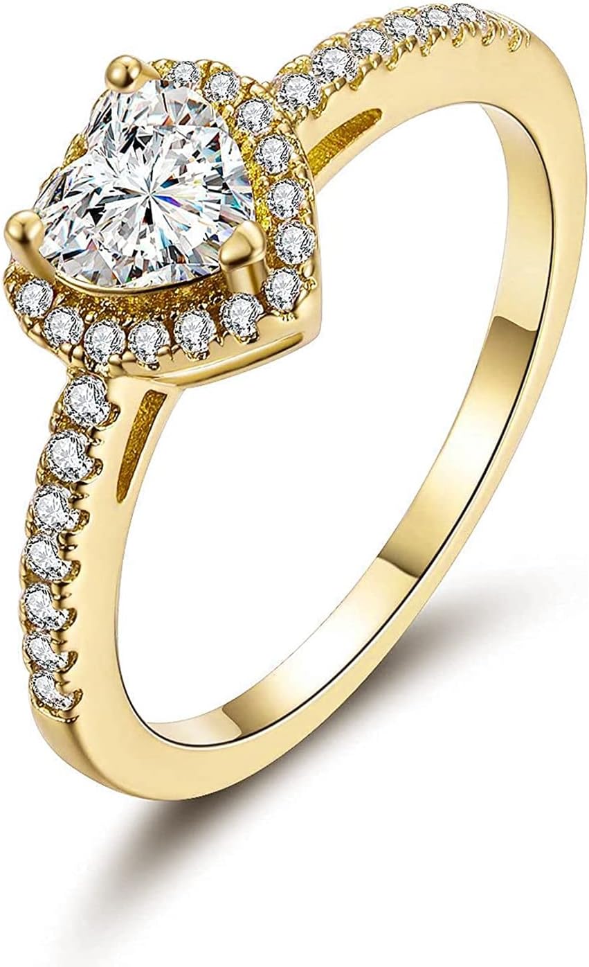 MDFUN - Anillos de boda de lujo chapados en oro de 18k con circonia...