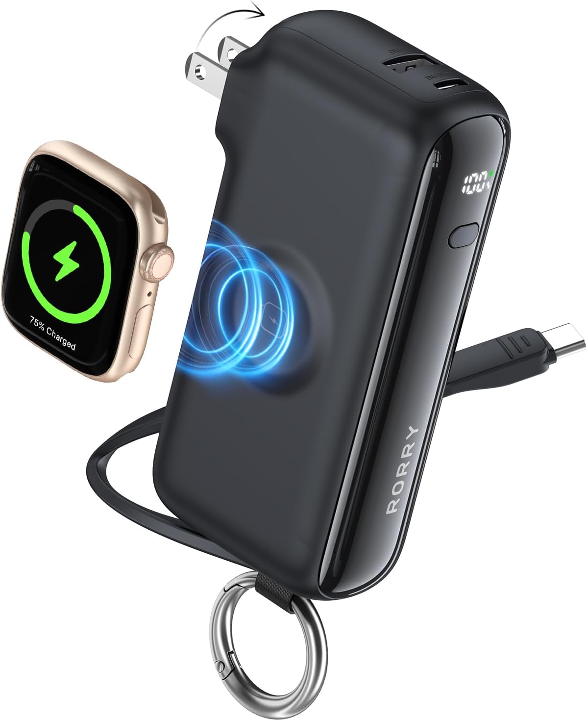 RORRY Cargador portátil de flujo 10000mAh 40W enchufe de pared Banc...