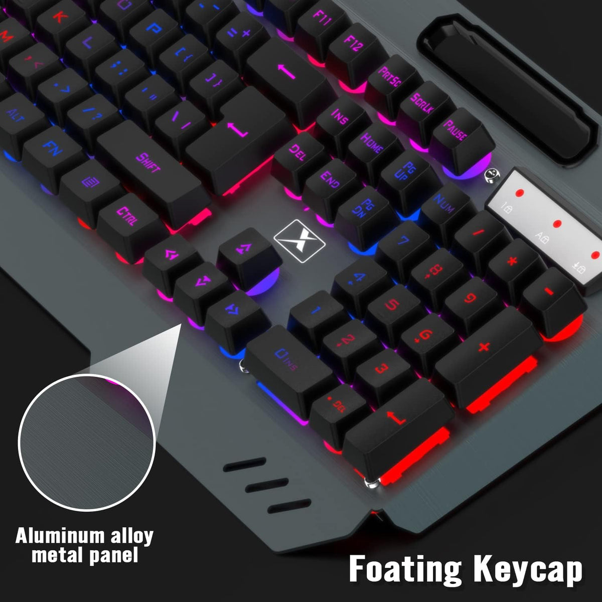 Combo de teclado y mouse inalámbricos para juegos, teclado con retr...