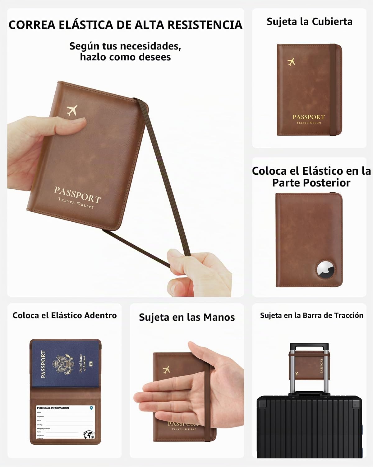 Stouchi AirTag - Cartera de viaje delgada RFID | Cuero PU ultradelg...