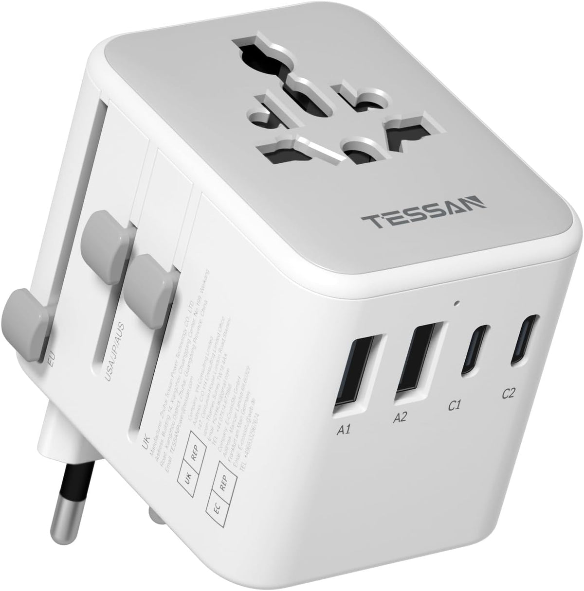TESSAN Adaptador de viaje universal, adaptador de corriente interna...