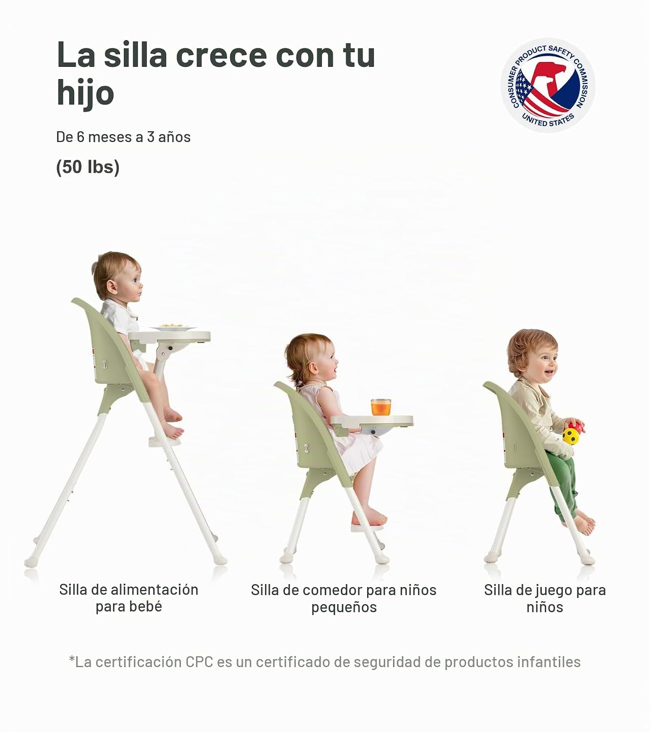 Mallify Silla alta plegable, silla alta portátil para bebé que ahor...