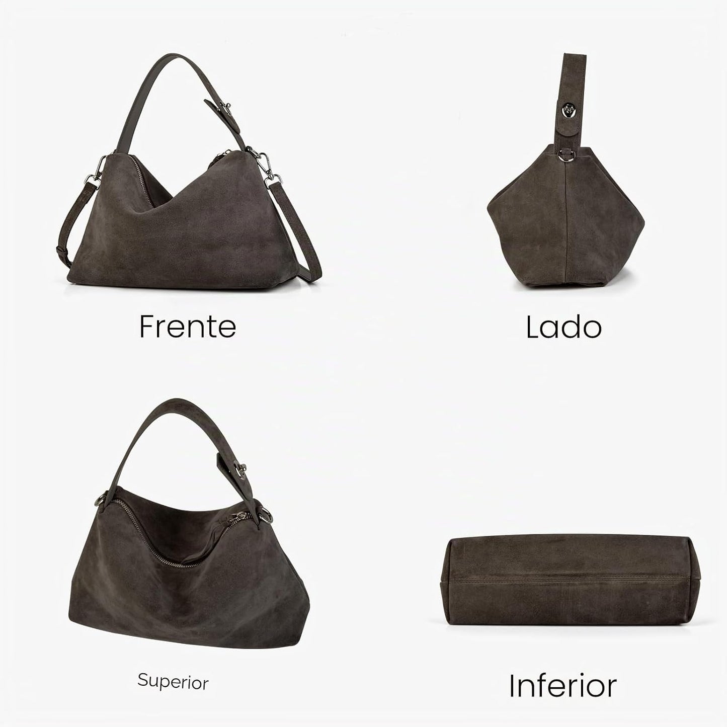 DONNAIN Bolsos cruzados de piel de ante premium para mujer y bolso...