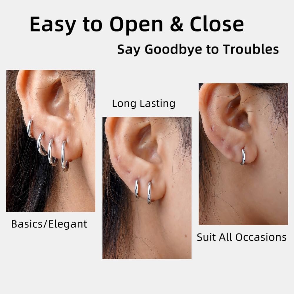 5 pares de pendientes de aro chapados en oro de 14 quilates para mu...