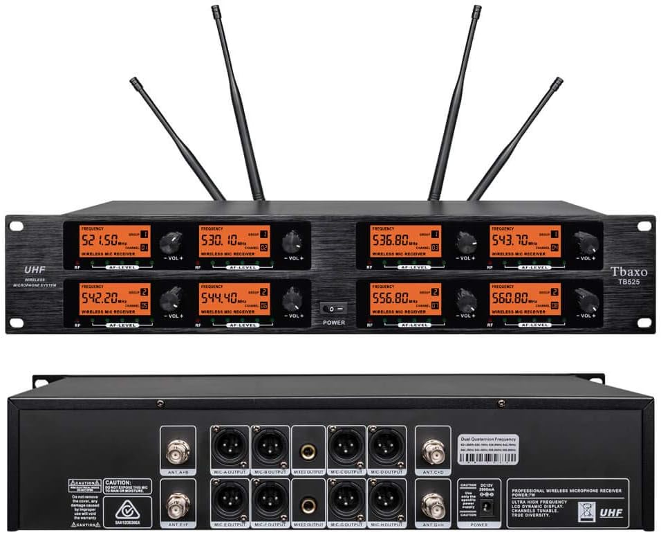Sistema de Micrófono Inalámbrico Pro Audio 8 Canales UHF 8 Bodypack...