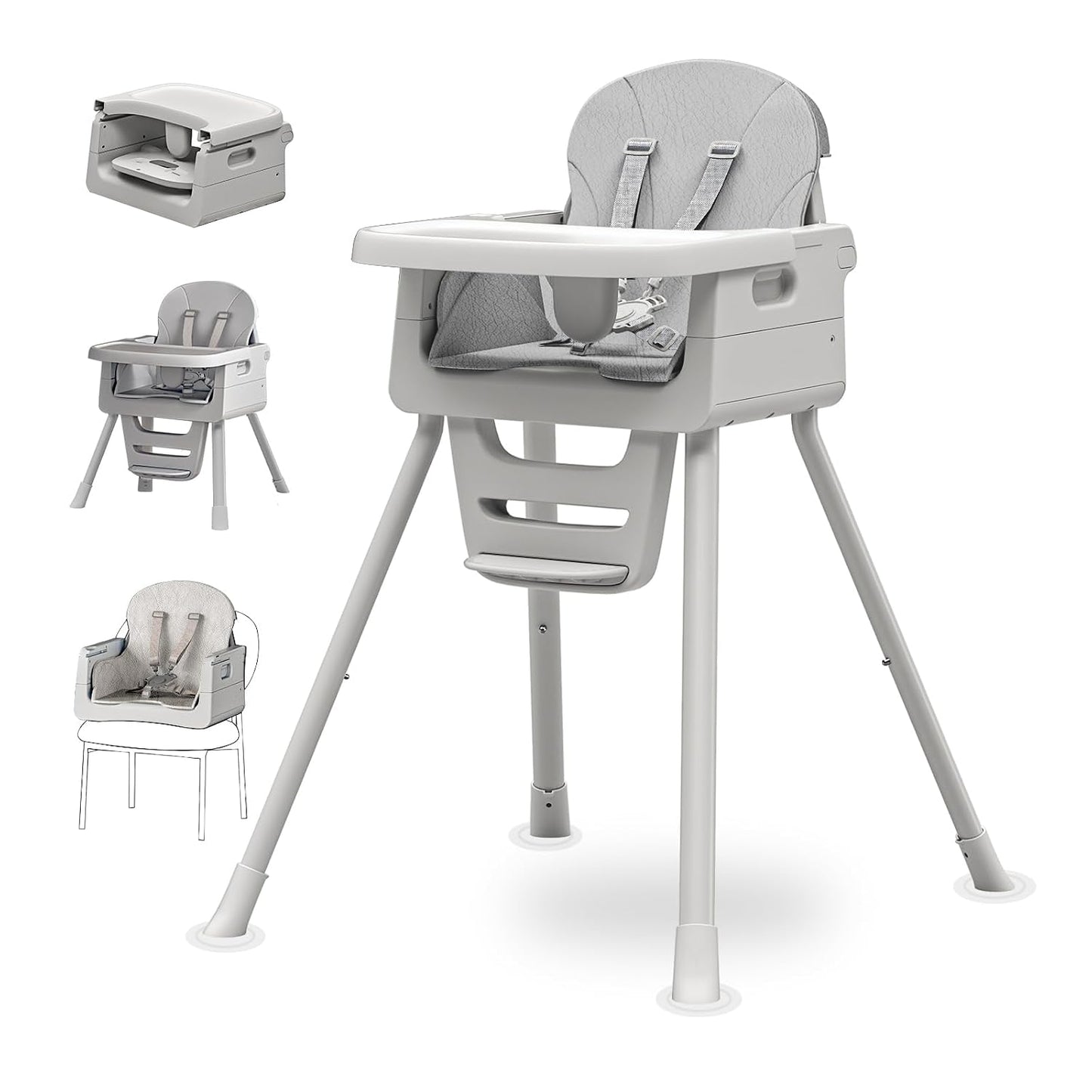Silla alta 3 en 1 para bebés y niños pequeños, asiento y comedor de...