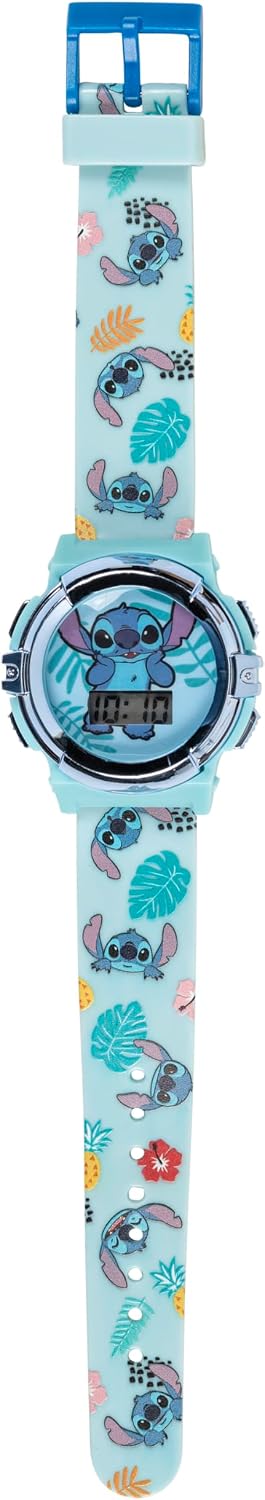 Disney Stitch - Reloj LCD para niños, esfera iluminada intermitente...