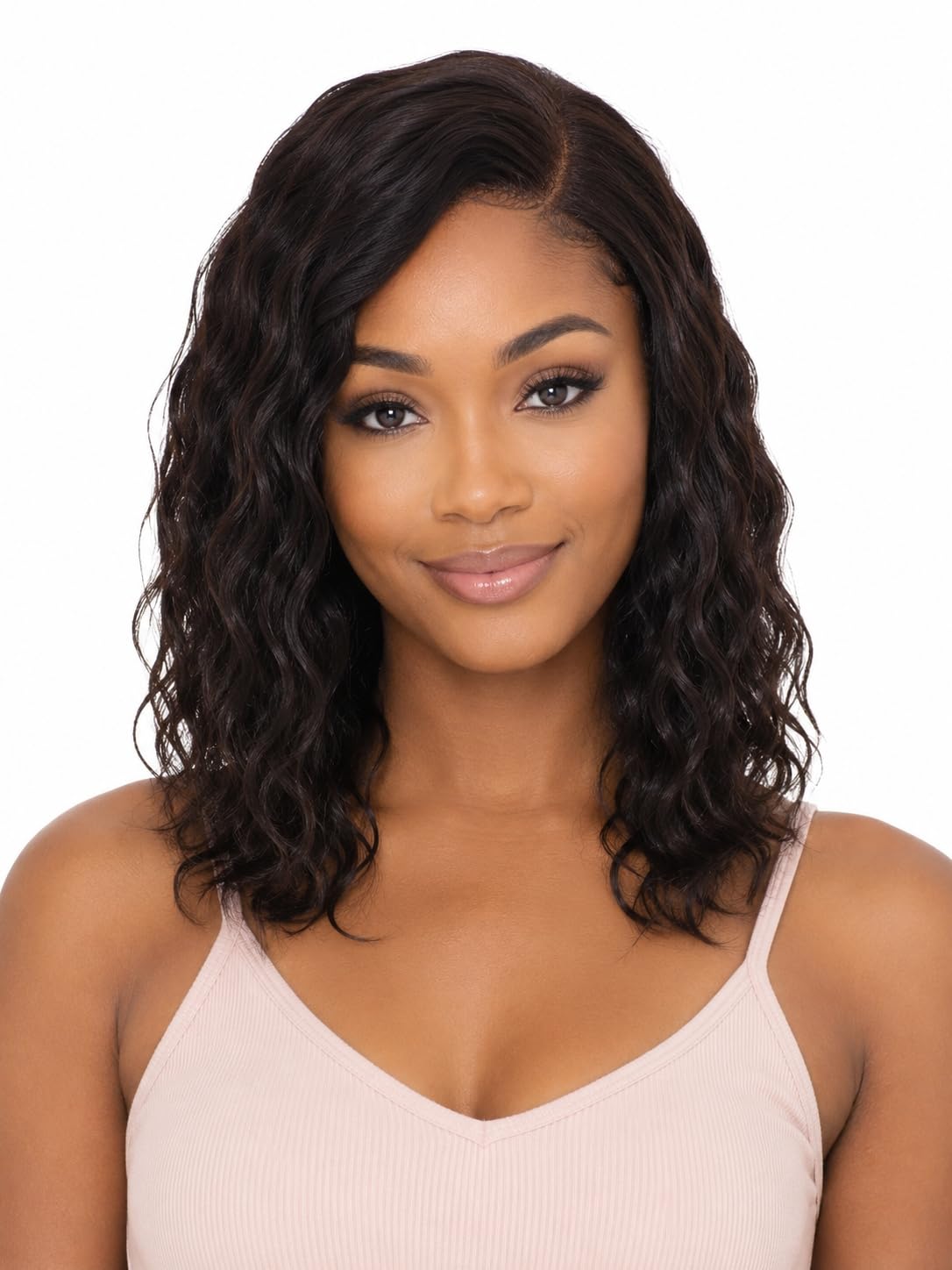 SilkSleek Peluca frontal de encaje con parte C, cabello humano ondu...