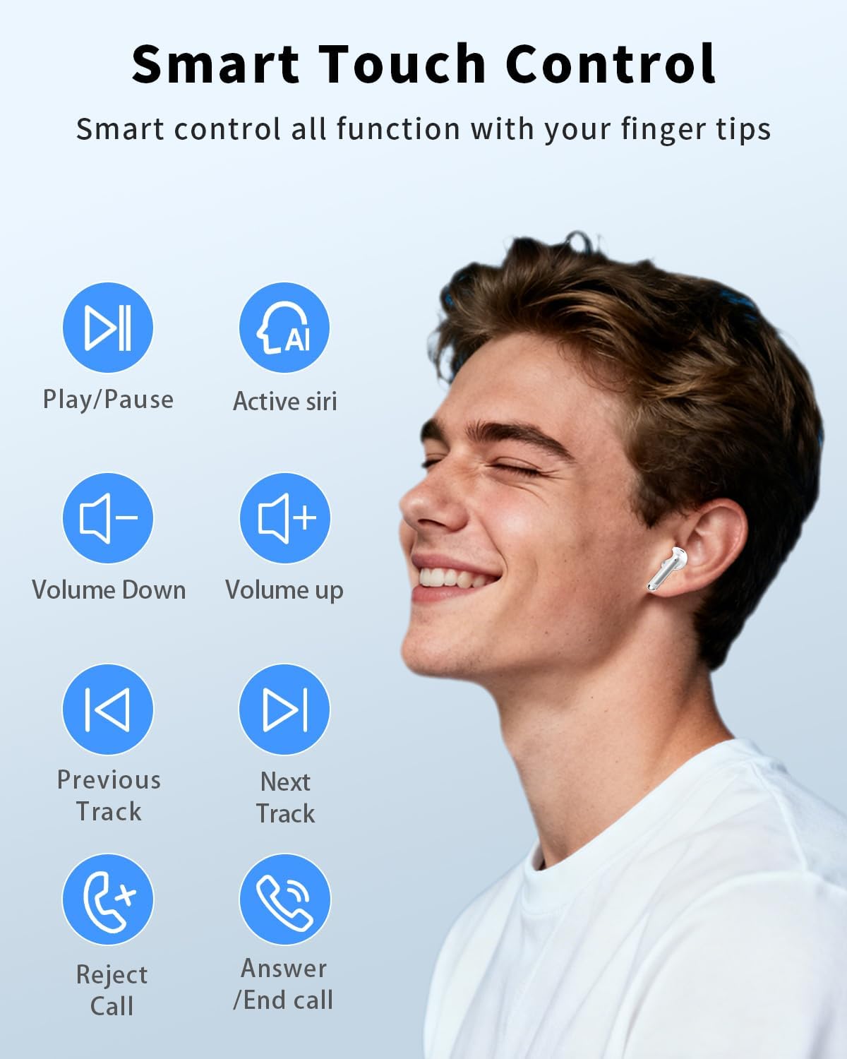 Auriculares inalámbricos, Bluetooth 5.4 auriculares estéreo de grav...
