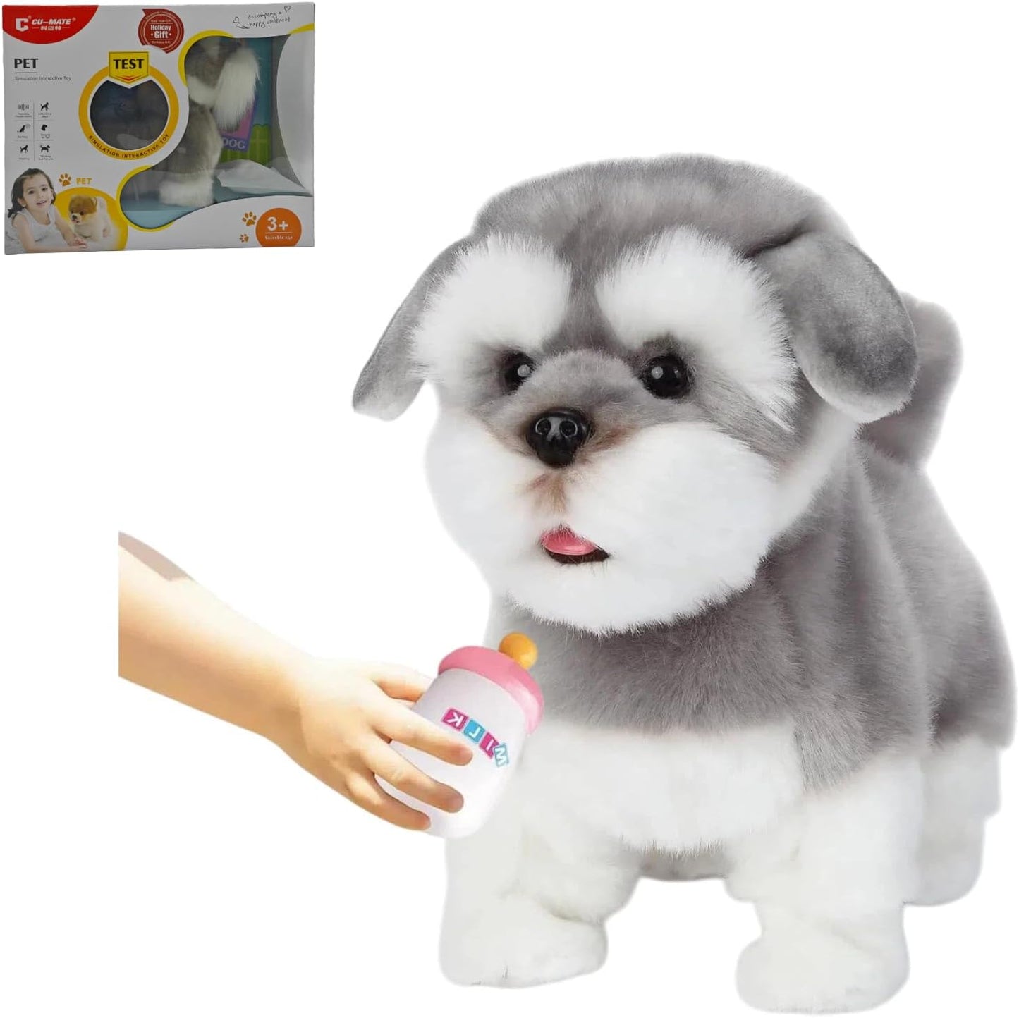 CU-MATE Juguete de Perro de Peluche Interactivo Schnauzer, Mascotas...