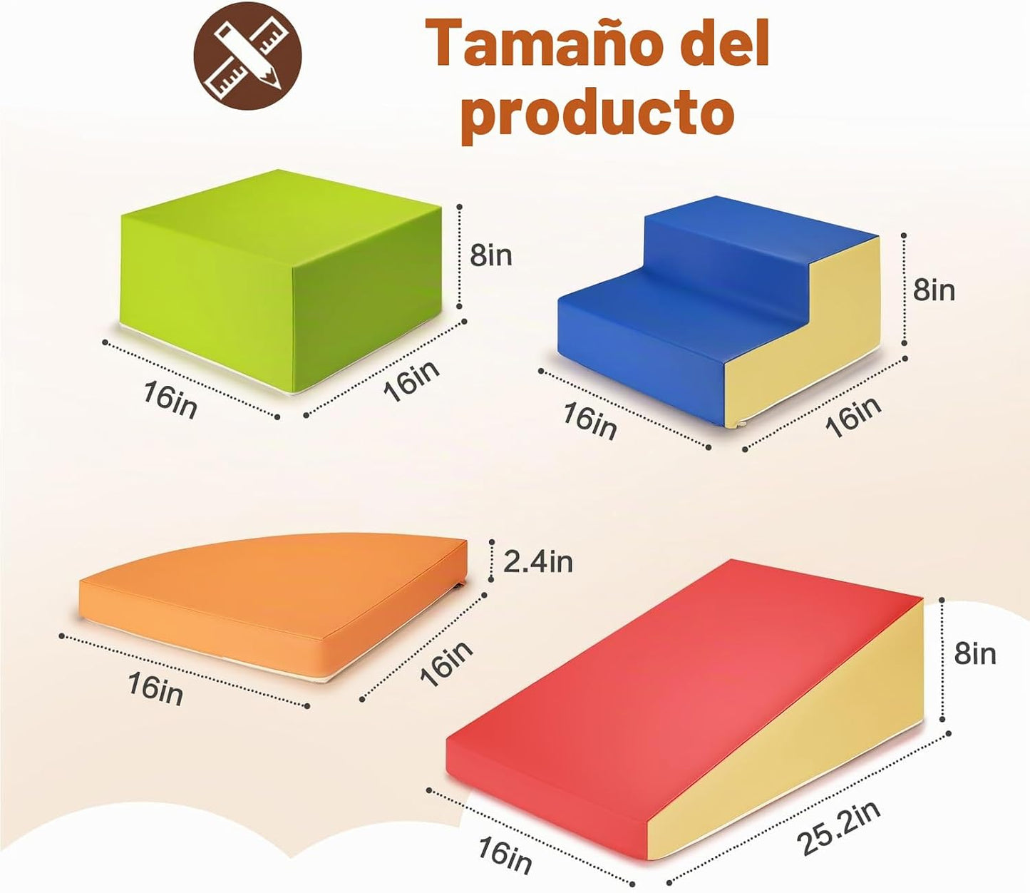 TODIBY Juguetes de Escalada de Cuero PU Suave de 6 Piezas para Niño...