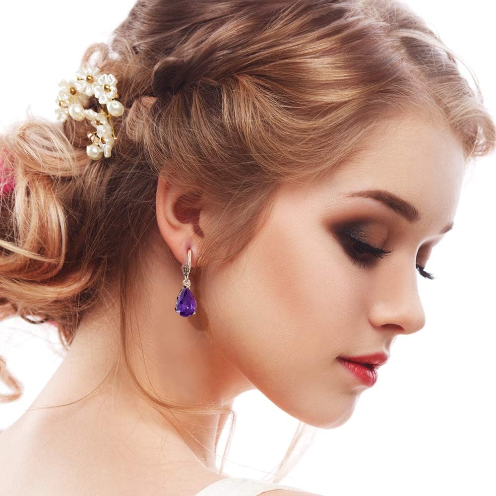 12 Pares de Aretes Colgantes de Cristal Drusa en Forma de Lágrima p...